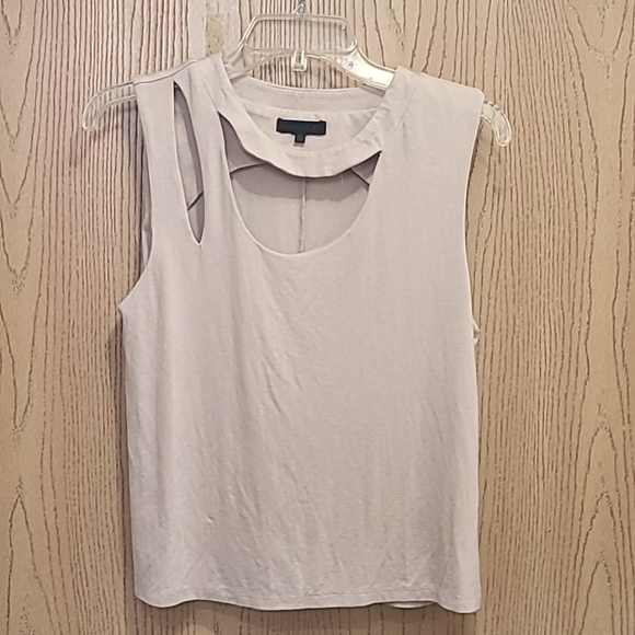 The Hour Piper Revolve nude asymmetrical cutout neckline stretchy tank top - Picture 2 of 3